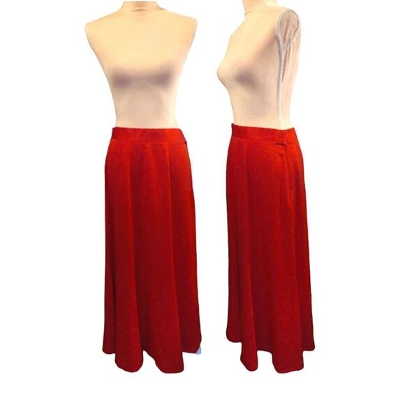 VTG 90s Bright Red Satin Fairycore Grunge Lined Maxi Slip Skirt Size 10 - Picture 4 of 12